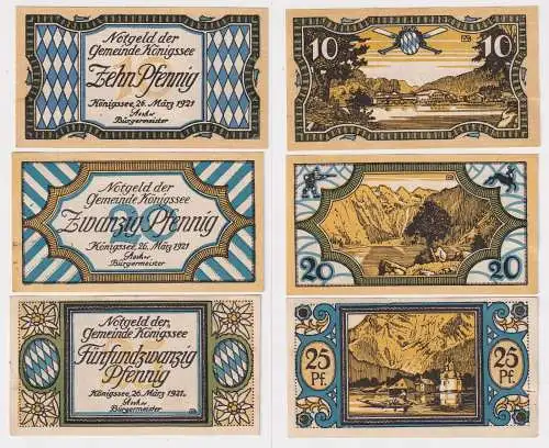 10, 20, 25 Pfennig Banknoten Notgeld der Gemeinde Königsee 1921 (169102)