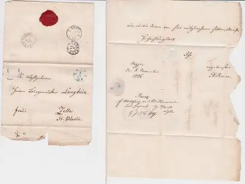 95925 Vorphilatelie AD Thurn und Taxis Brief Nazza nach Zella St. Blasii 1856