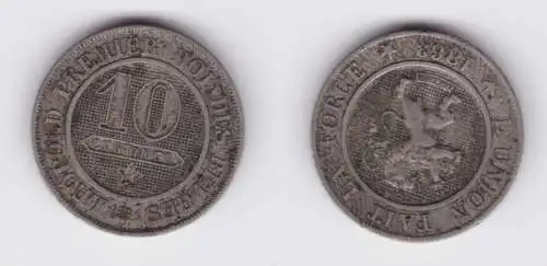 10 Centimes Kupfer Nickel Münze Belgien 1863 ss (163135)