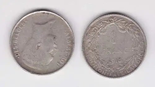 1 Franc Silber Münze Belgien 1913 f.ss (162490)