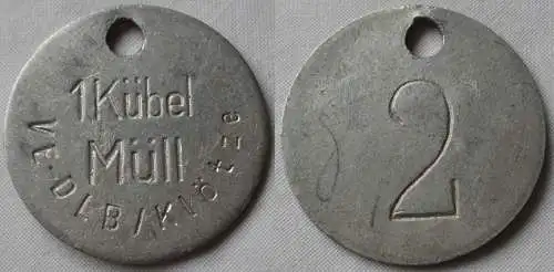 Aluminium DDR Wertmarke VE-DLB Klötze 1 Kübel Müll  (131014)