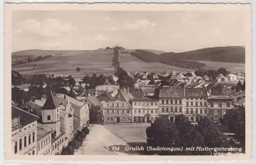 50347 Ak Grulich (Sudetengau) mit Muttergottesberg um 1930