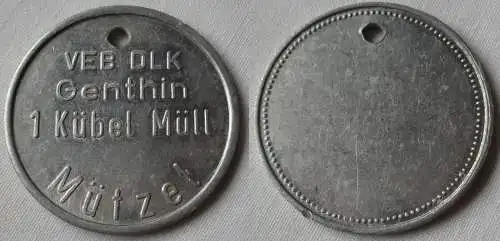 Aluminium DDR Wertmarke VEB DLK Genthin 1 Kübel Müll Mützel (139299)