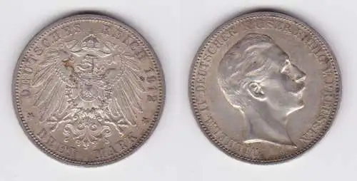 3 Mark Silbermünze Preussen Kaiser Wilhelm II 1912 A Jäger 103 ss+ (115038)