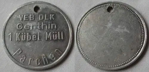 Aluminium DDR Wertmarke VEB DLK Genthin 1 Kübel Müll Parchen (136355)