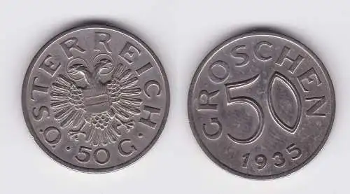 50 Groschen Nickel Münze Österreich 1935 f.vz (162032)