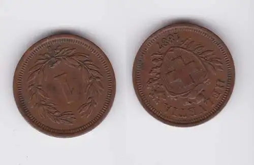 1 Rappen Kupfer Münze Schweiz 1887 B f.vz (162246)