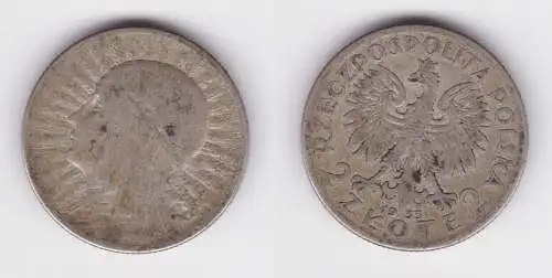 Silbermünze Polen 2 Zloty/Złotych 1933 Königin Hedwig von Anjou Jadwiga (163357)