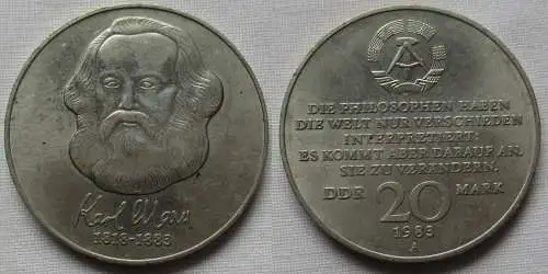 DDR Gedenk Münze 20 Mark Karl Marx 1983 vz (141875)