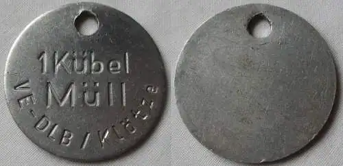 Aluminium DDR Wertmarke VE-DLB Klötze 1 Kübel Müll  (138586)