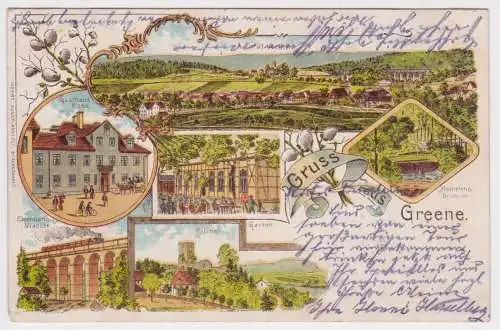 902787 Ak Lithographie Gruss aus Greene Gasthaus Rose usw. 1906