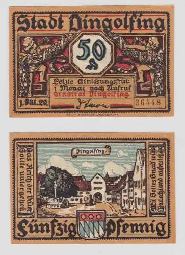 50 Pfennig Banknoten Notgeld Stadt Dingolfing 1. Oktober 1920 (135721)
