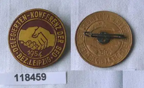 seltene DDR Papp Abzeichen SED Delegierten Konferenz Bez.Leipzig 1954 (118459)