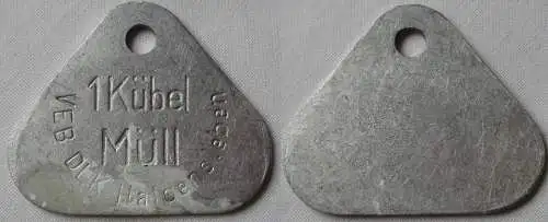 Aluminium DDR Wertmarke VEB DLK Haldensleben 1 Kübel Müll  (138459)