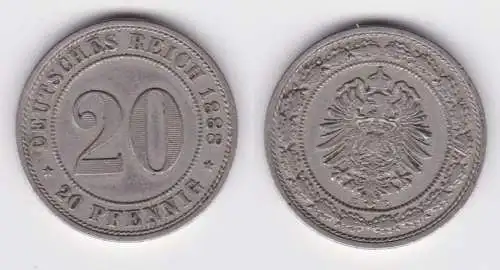 20 Pfennig Nickel Münze Kaiserreich 1888 E, Jäger 9 ss+ (140131)
