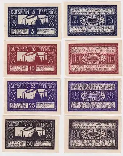 5,10,25 & 50 Pfennig Banknoten Notgeld Gemeinde Nachterstedt 1921 (168492)
