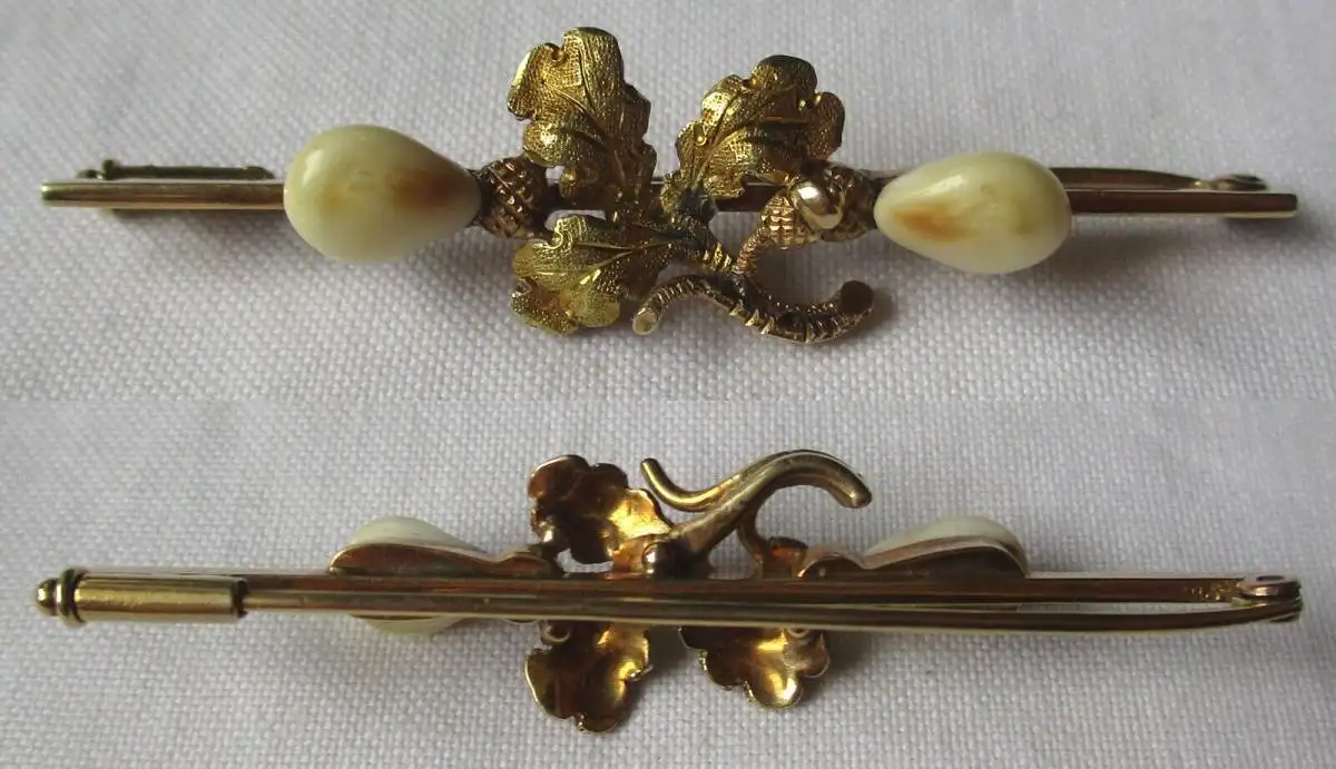 hochwertiger Grandel Brosche aus 585er Gold Hirschzähne Trachtschmuck (145086) 0