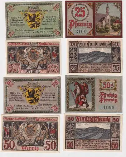 4 Banknoten Notgeld Stadt Neustadt Sa.Coburg 1919/1920 (168510)