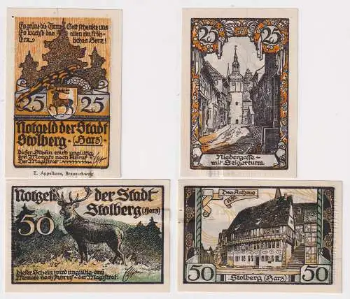 25 & 50 Pfennig Banknoten Notgeld Stadt Stolberg im Harz (168491)