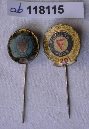 2 x DDR Anstecknadeln FDGB Fakulta für 10 und 20 Jahre (118115)