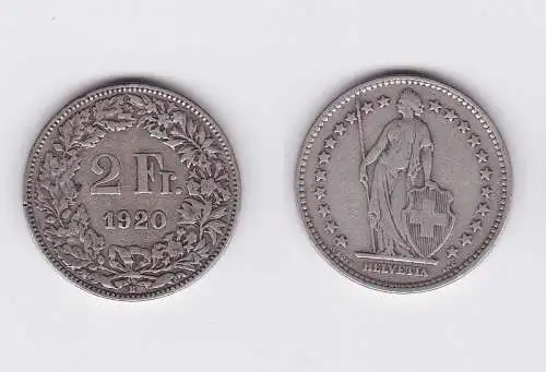 2 Franken Silber Münze Schweiz 1920 B (117163)