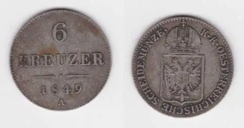 6 Kreuzer Silber Münze Österreich 1849 A ss (141950)