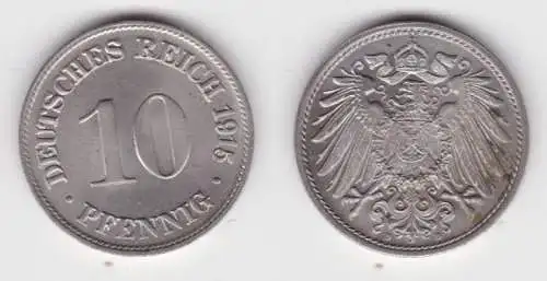 10 Pfennig Nickel Münze Deutsches Reich 1915 D, Jäger 13 f.Stgl. (142895)
