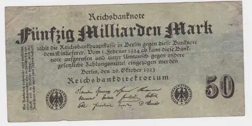 50 Milliarden Mark Banknote Berlin 26.Oktober 1923 Rosenberg 122 a (116268)