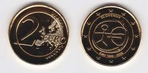 2 Euro Gedenkmünze Slowenien 2009 "10. Jahrestag WWU" Stgl. (142958)