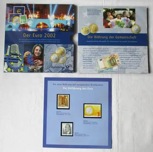 KMS Kursmünzensatz Der Euro 2002 Einführung 12 mal 1 Euro + Briefmarken (134855)