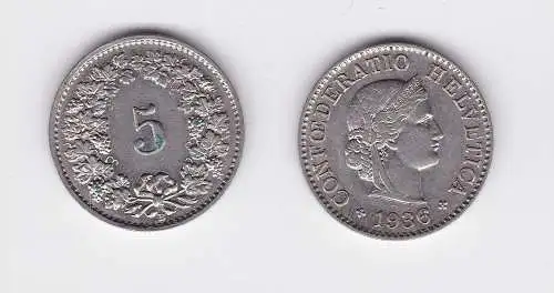5 Rappen Kupfer Nickel Münze Schweiz 1936 B (117143)