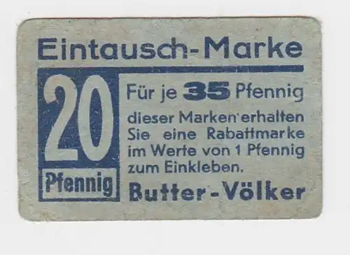 20 Pfennig Banknote Eintausch Marke Butter Völker (118723)
