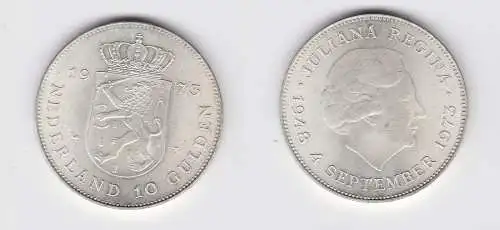 10 Gulden Silber Münze Niederlande 1973 (132248)
