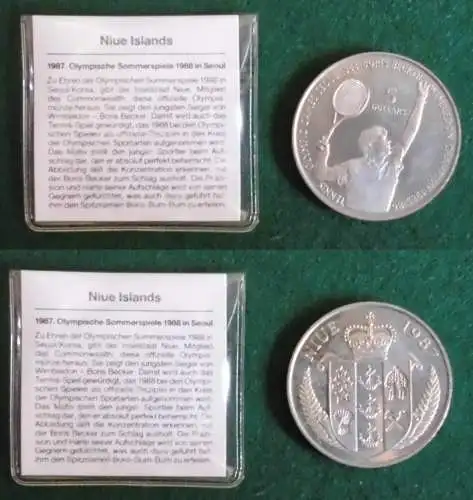 5 Dollar Nickel Münze Niue 1987 Olympiade Seoul 1988 Boris Becker  (124911)