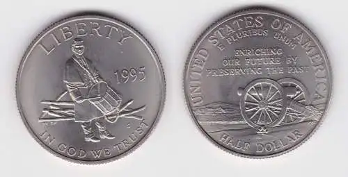 1/2 Dollar Kupfer-Nickel Münze USA Gedenkstätte Gettysburg 1995 Stgl. (140714)