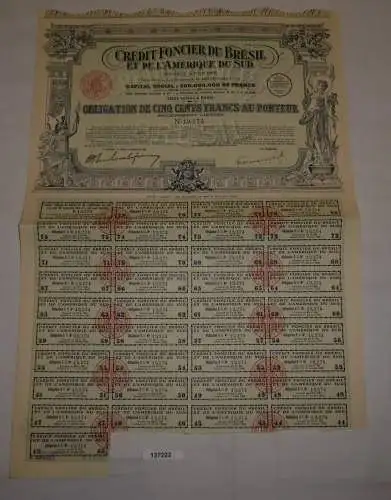 100 Francs Aktie Crédit Foncier du Brésil et de l'Amérique du Sud 1910 (127222)