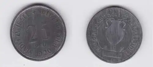 25 Pfennig Zink Notgeld Münze Stadt Zwiesel 1920 (135228)