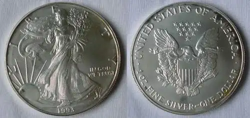 1 Dollar Silber Münze Silver Eagle USA 1993 1 Unze Feinsilber (125486)
