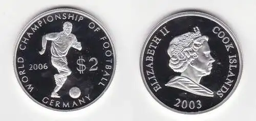 2 Dollar Silber Münze Cook Islands 2003 Fussball WM Germany 2006 PP (142455)