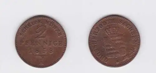 2 Pfennige Kupfer Münze Sachsen Weimar Eisenach 1858 A (119288)