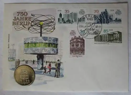 DDR Numisbrief mit 5 Mark 750 Jahre Berlin Alexanderplatz 1987 (115254)