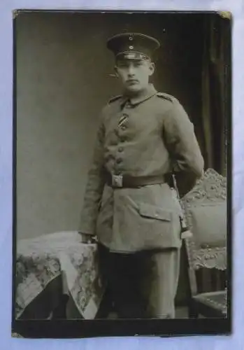 73841 Kabinett Foto Soldat mit Seitengewehr mit Portepee