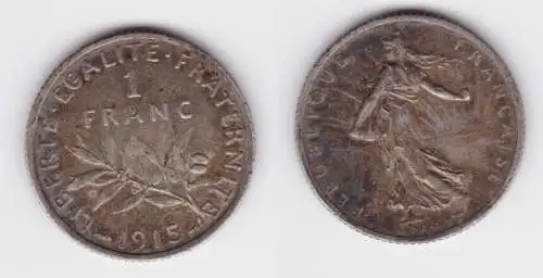 1 Franc Silber Münze Frankreich 1915 ss (126397)