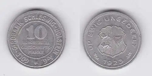 10/100 Wertmarke Münze Gold Giro Bank Schleswig Holstein 1923 (119917)
