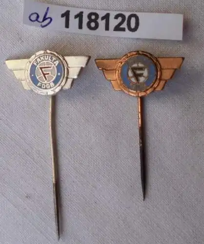 2 x DDR Anstecknadeln FDGB Fakulta für 10 und 15 Jahre Miniatur (118120)