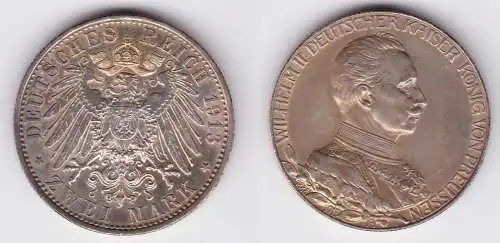 2 Mark Silbermünze Preussen Kaiser in Uniform 1913 Jäger 111 (124735)