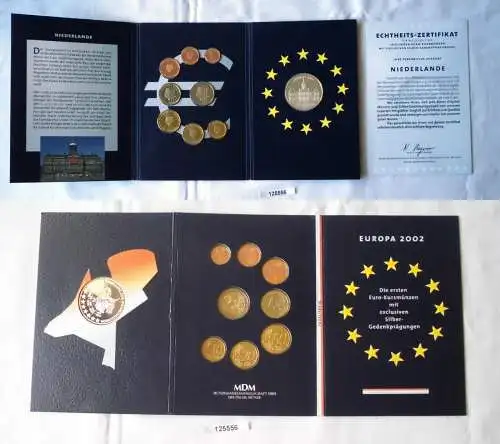 KMS Euro Kursmünzensatz 2002 von Niederlande mit Silber-Gedenkprägung (125556)