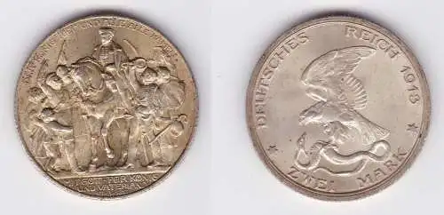2 Mark Silbermünze Preussen Der König rief .... 1913 Jäger 109  (125817)