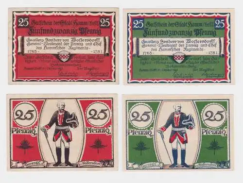 2 x 25 Pfennig Banknoten Stadt Hamm in Westfalen 1.10.1921 (119987)