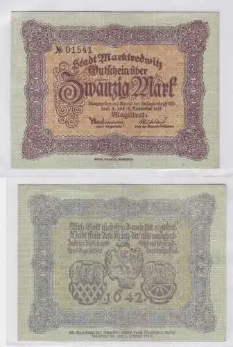 20 Mark Mark Banknote Kriegsnotgeld Stadt Marktredwitz 1918 (119874)
